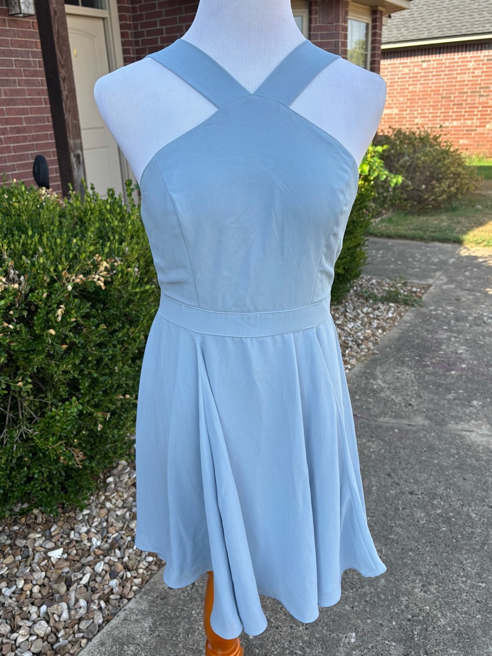 Lulu's Powder Blue Cross-Back Fit & Flare Mini Dress